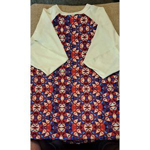 LulaRoe Womens Cream Red White Blue Bulbs Pullover Randy T-Shirt Top Size XXS